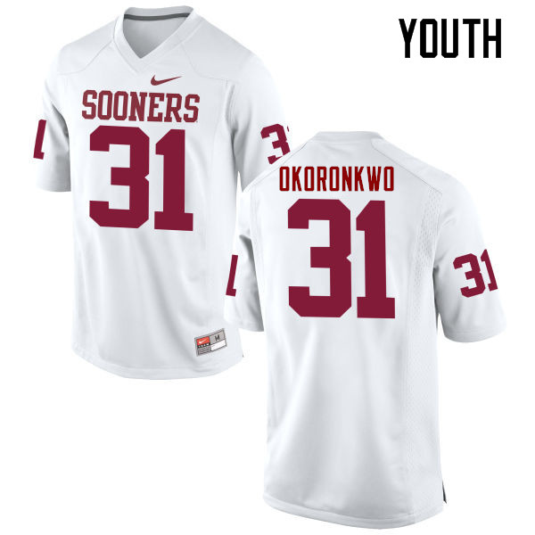 Youth Oklahoma Sooners #31 Ogbonnia Okoronkwo College Football Jerseys Game-White - Click Image to Close